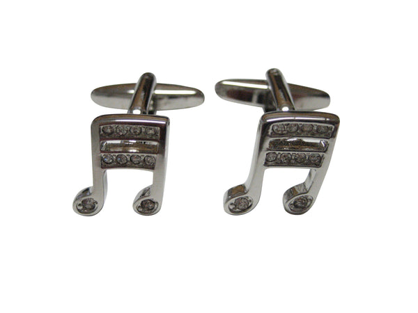 Silver Toned Crystalled Musical Notes Cufflinks