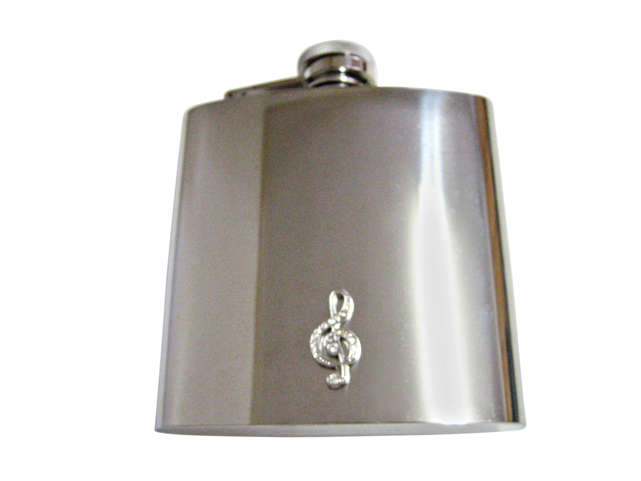 Silver Toned Crystalled Treble Musical Note 6 Oz. Stainless Steel Flask
