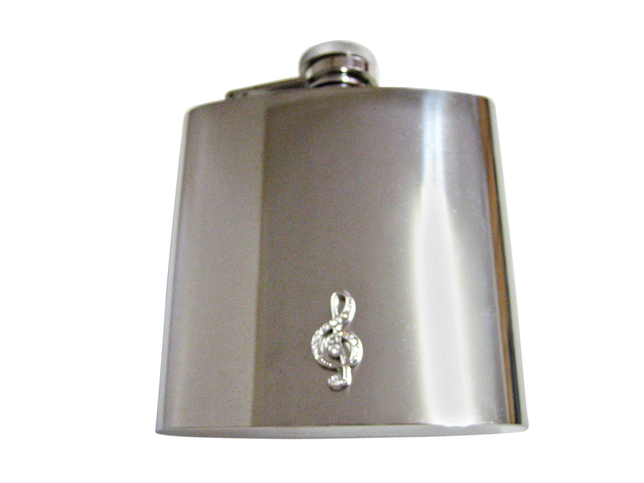Silver Toned Crystalled Treble Musical Note Large Flask
