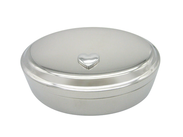 Silver Toned Curved Heart Love Wedding Oval Trinket Jewelry Box