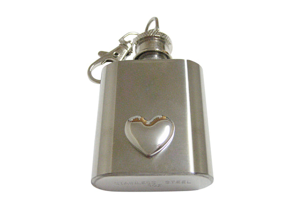 Silver Toned Curved Heart Wedding 1oz Keychain Flask