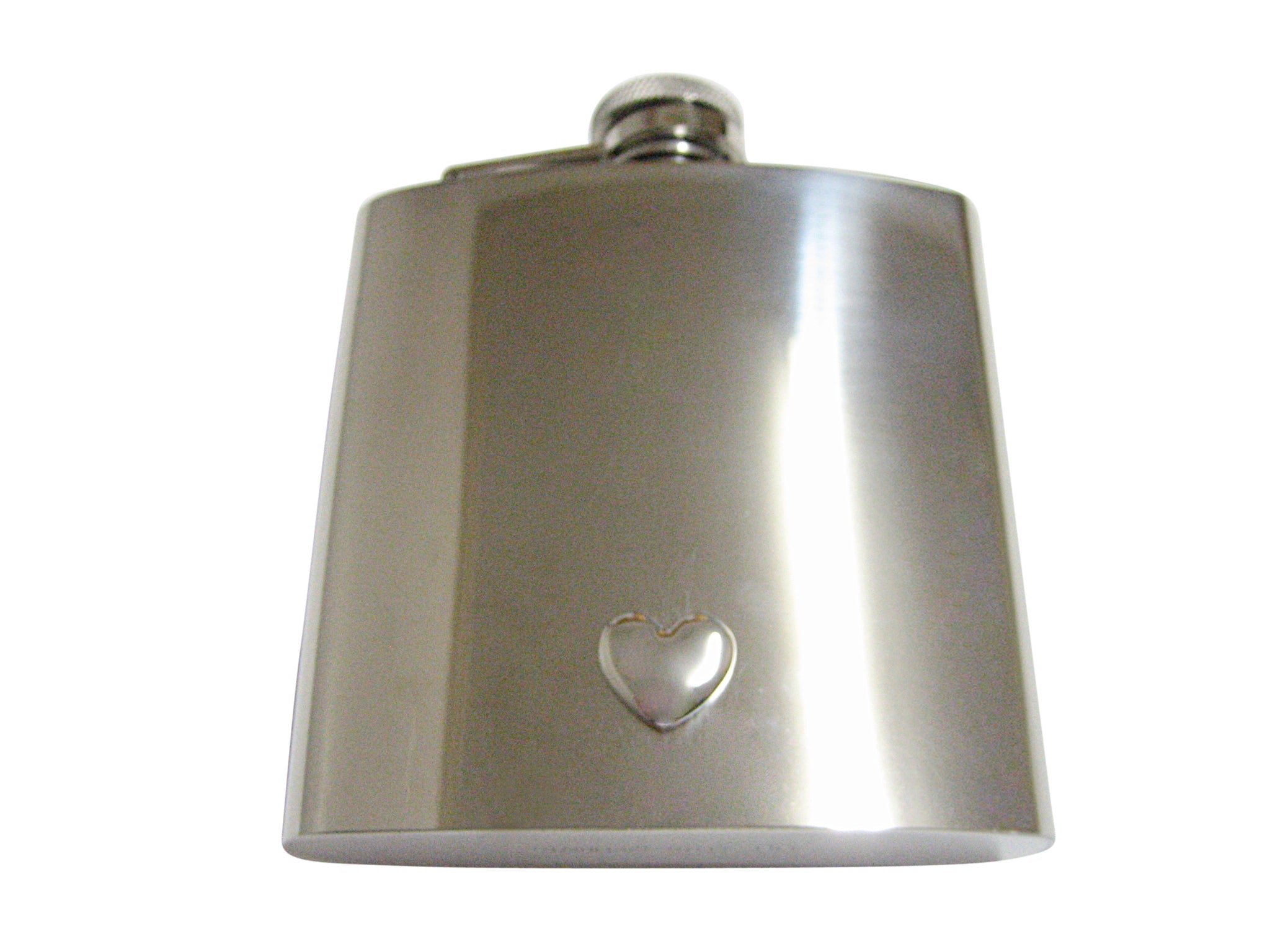 Silver Toned Curved Heart Wedding 6oz Flask