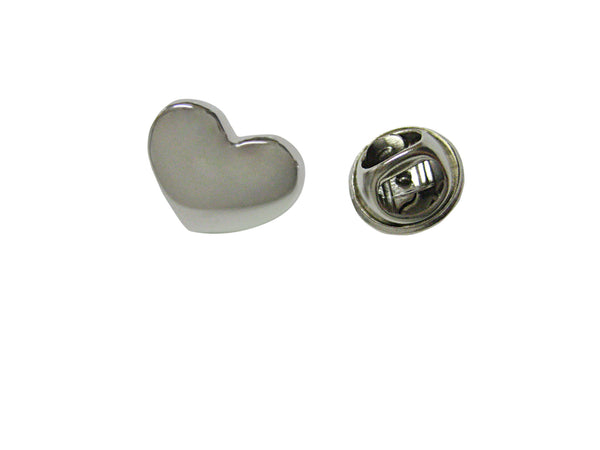 Silver Toned Curved Heart Wedding Lapel Pin