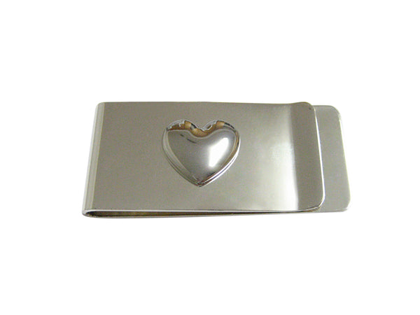 Silver Toned Curved Heart Wedding Money Clip