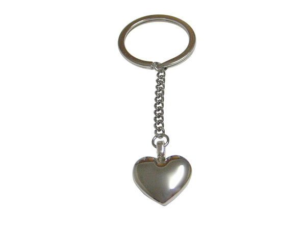 Silver Toned Curved Heart Wedding Pendant Keychain