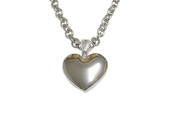 Silver Toned Curved Heart Wedding Pendant Necklace