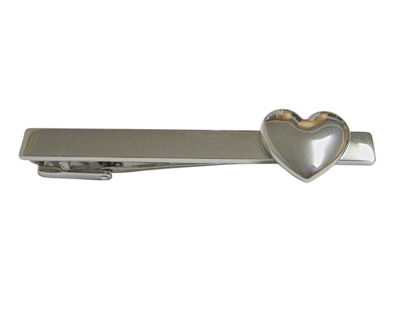 Silver Toned Curved Heart Wedding Square Tie Clip