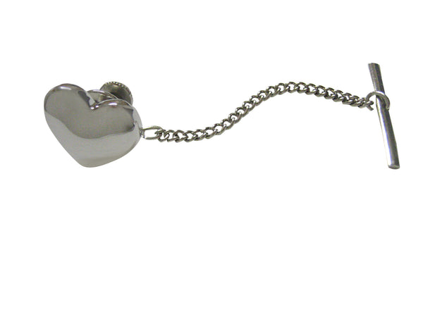 Silver Toned Curved Heart Wedding Tie Tack