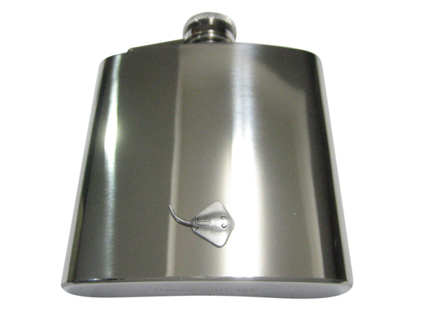 Silver Toned Cute Sting Ray 6oz Flask