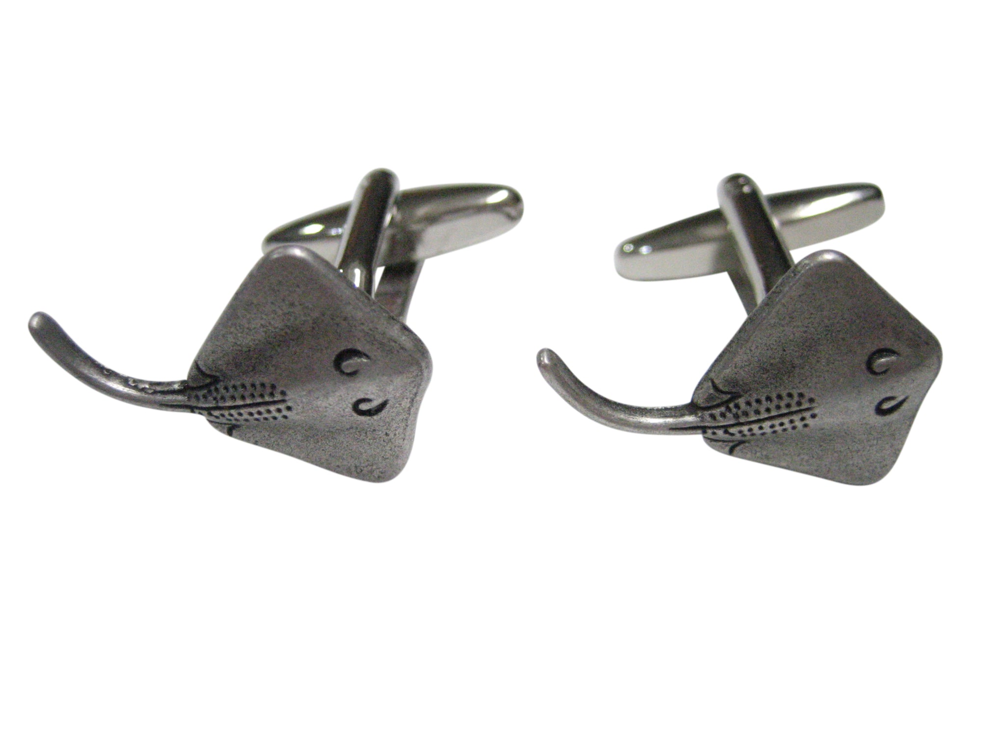 Silver Toned Cute Sting Ray Cufflinks
