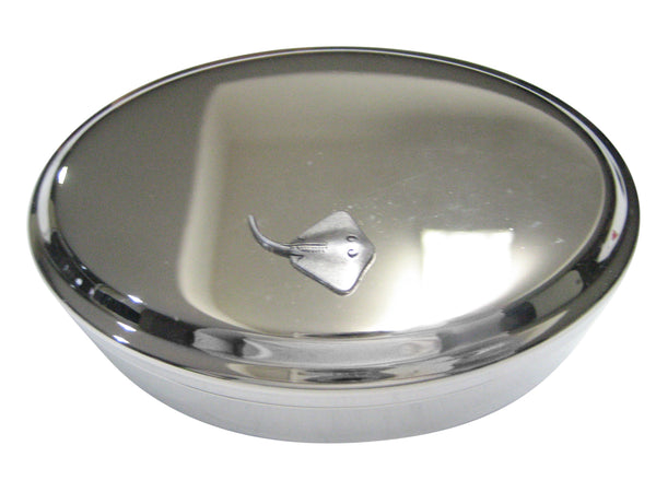 Silver Toned Cute Sting Ray Oval Trinket Jewelry Box