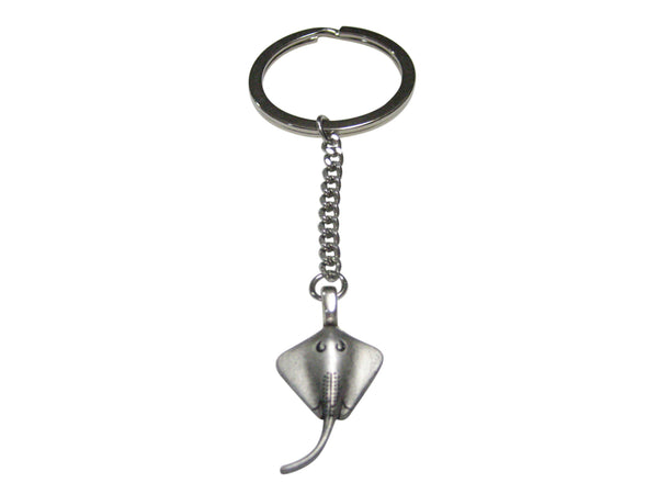 Silver Toned Cute Sting Ray Pendant Keychain