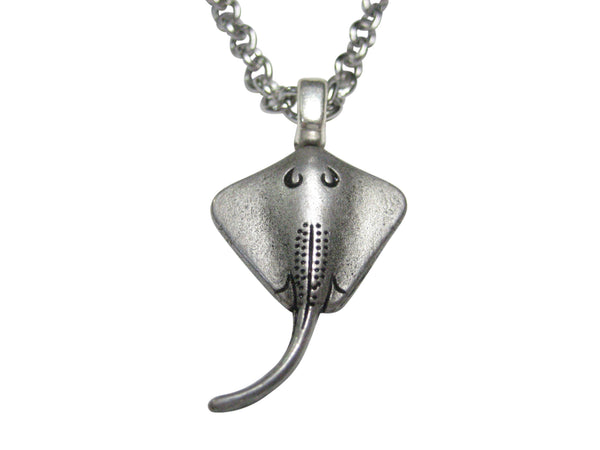 Silver Toned Cute Sting Ray Pendant Necklace