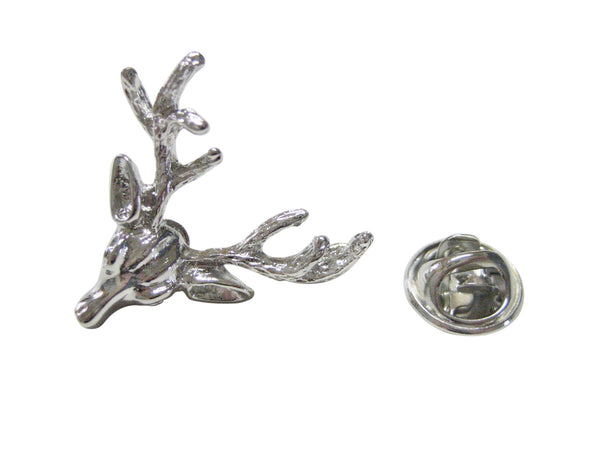 Silver Toned Deer Head Lapel Pin