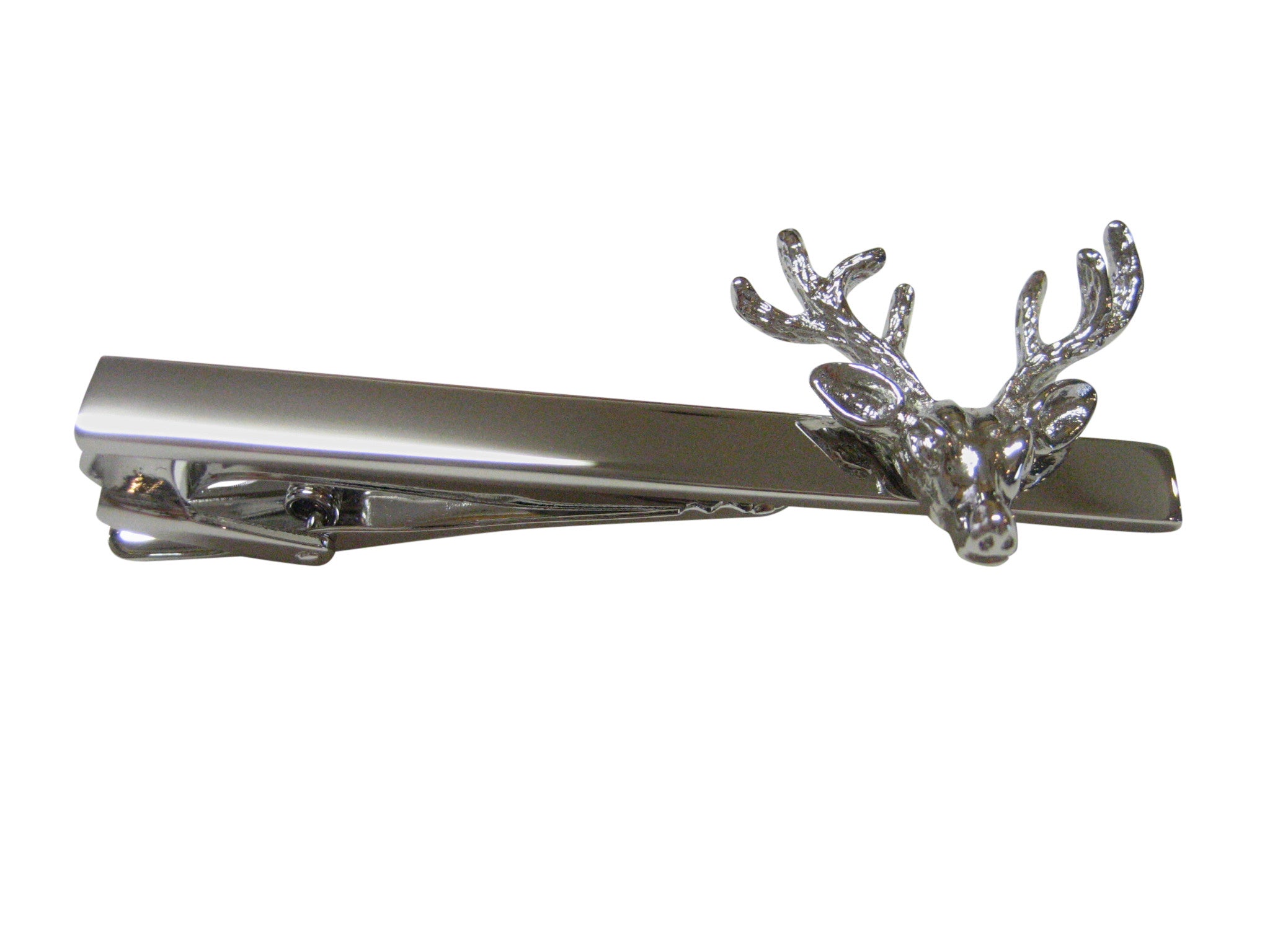 Silver Toned Deer Head Square Tie Clip