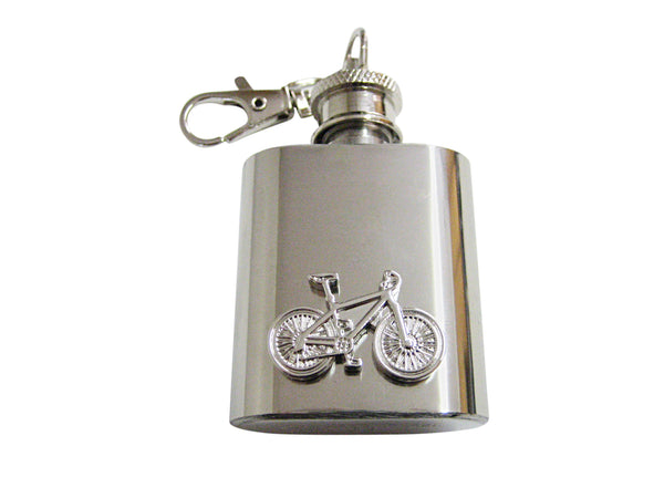Silver Toned Detailed Bicycle Keychain Flask