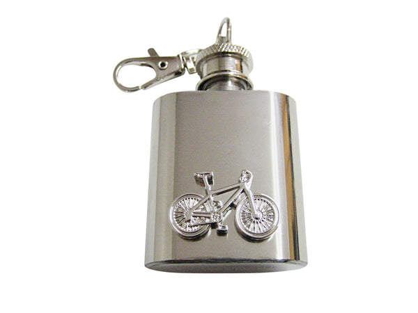 Silver Toned Detailed Bicycle 1 Oz. Stainless Steel Key Chain Flask