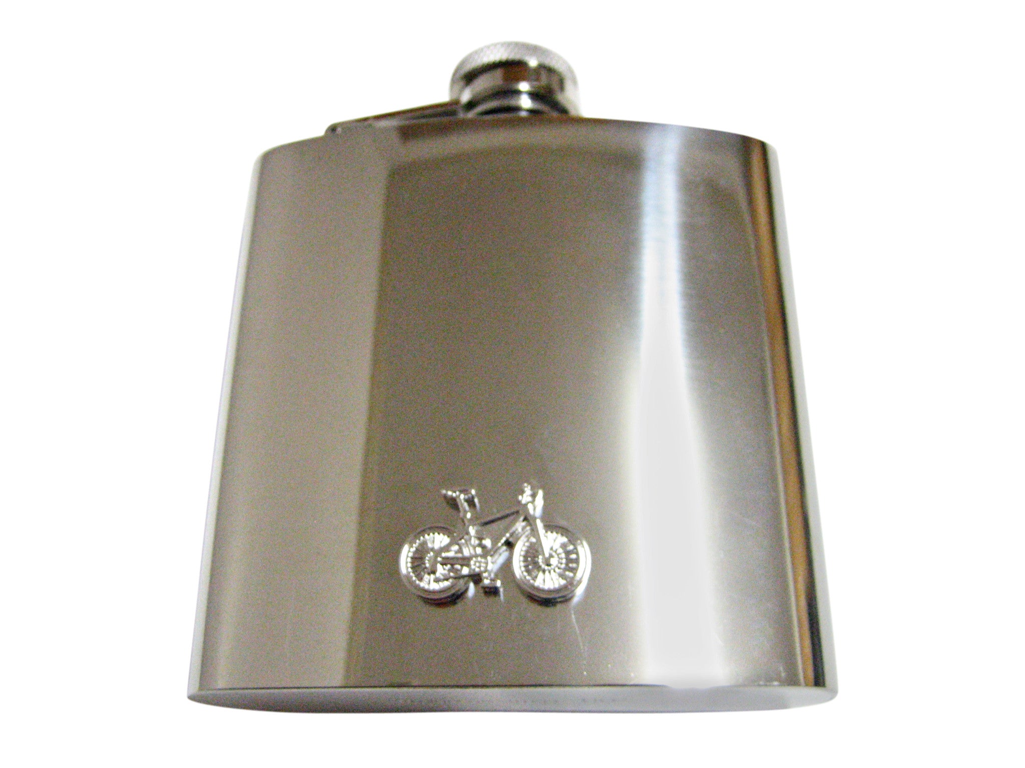 Silver Toned Detailed Bicycle 6 Oz. Stainless Steel Flask