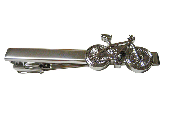 Silver Toned Detailed Bicycle Square Tie Clip