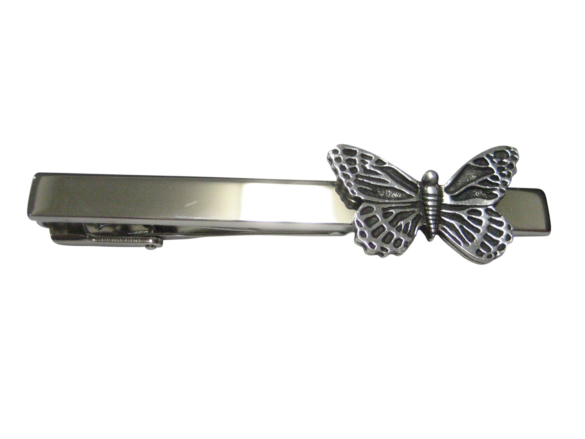 Silver Toned Detailed Butterfly Bug Insect Tie Clip