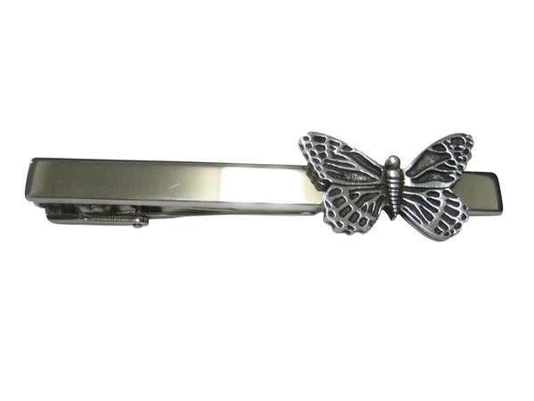 Silver Toned Detailed Butterfly Bug Insect Tie Clip
