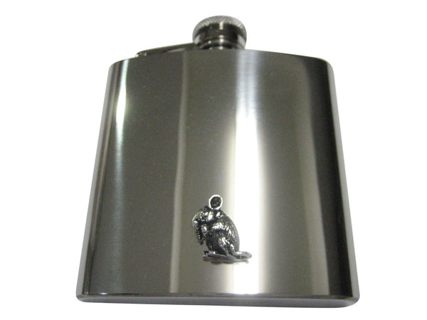 Silver Toned Detailed Chinchilla 6oz Flask