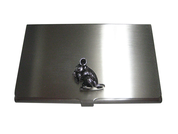 Silver Toned Detailed Chinchilla Business Card Holder