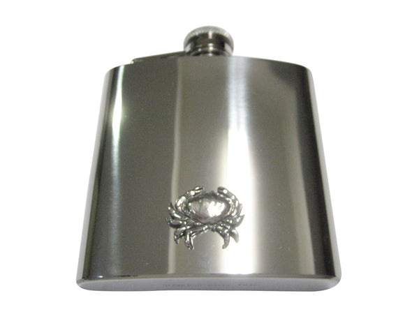 Silver Toned Detailed Crab 6oz Flask
