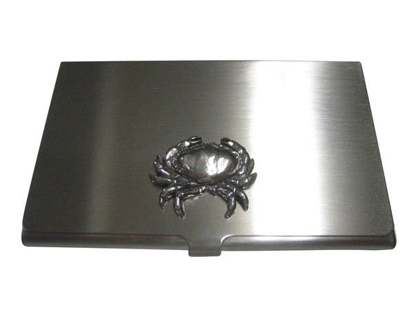 Silver Toned Detailed Crab Business Card Holder