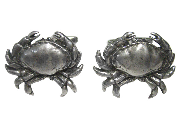 Silver Toned Detailed Crab Cufflinks