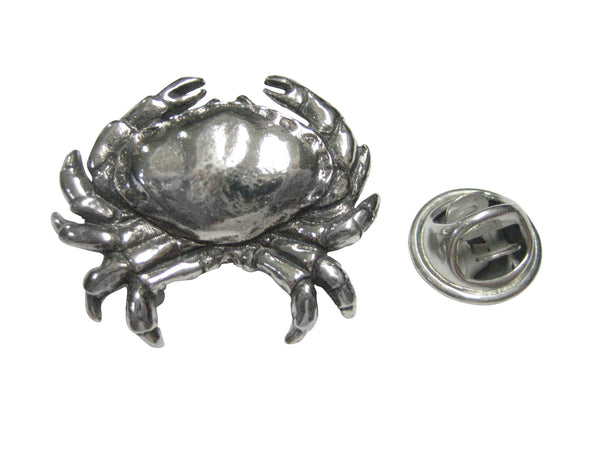Silver Toned Detailed Crab Lapel Pin
