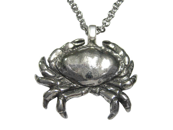 Silver Toned Detailed Crab Pendant Necklace