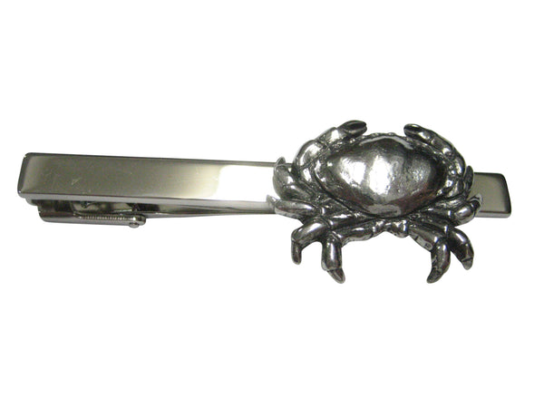 Silver Toned Detailed Crab Tie Clip