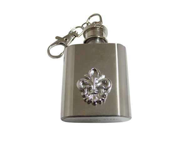 Silver Toned Detailed Fleur de Lys 1oz Keychain Flask
