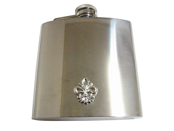 Silver Toned Detailed Fleur de Lys 6 Oz. Stainless Steel Flask