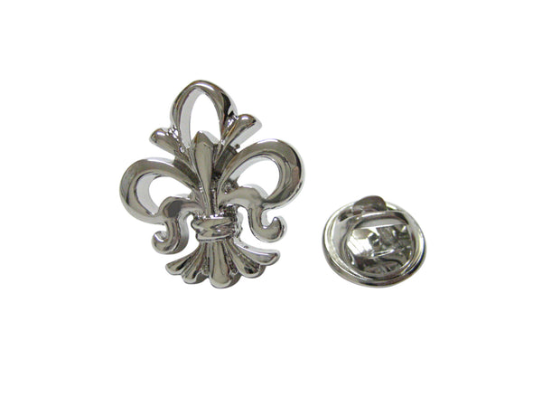 Silver Toned Detailed Fleur de Lys Lapel Pin