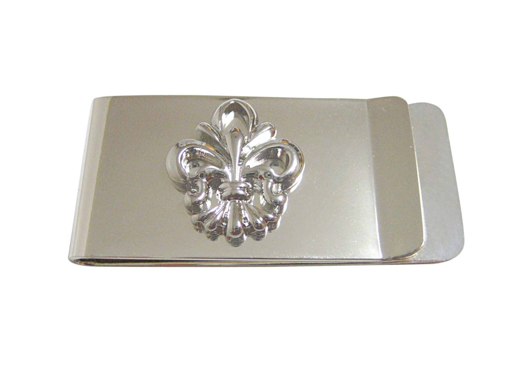 Silver Toned Detailed Fleur de Lys Money Clip
