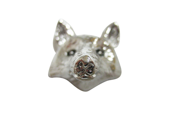 Silver Toned Detailed Fox Head Magnet