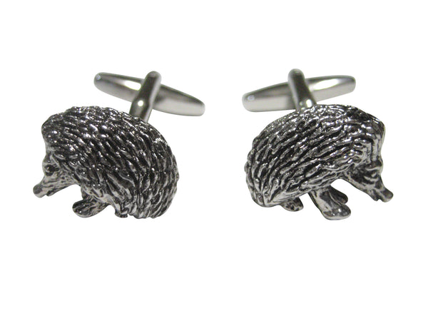 Silver Toned Detailed Hedgehog Cufflinks