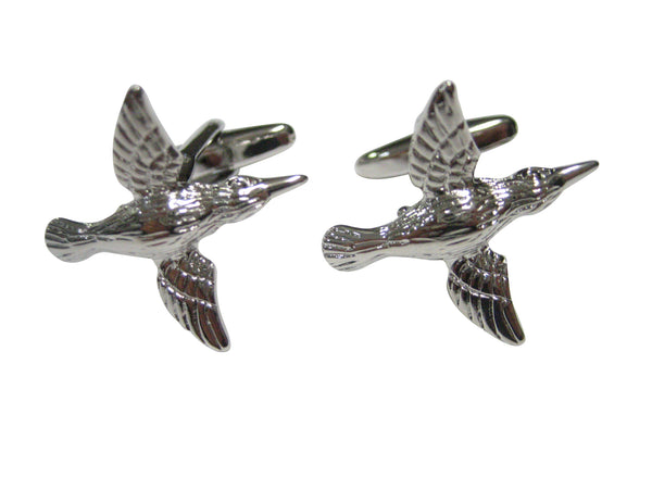Silver Toned Detailed Hummingbird Cufflinks