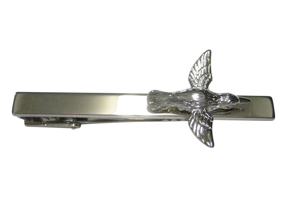 Silver Toned Detailed Hummingbird Tie Clip