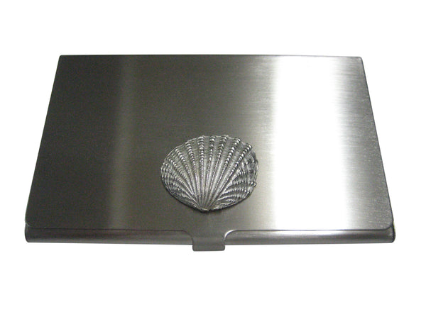 Silver Toned Detailed Light Sea Shell Business Card Holder