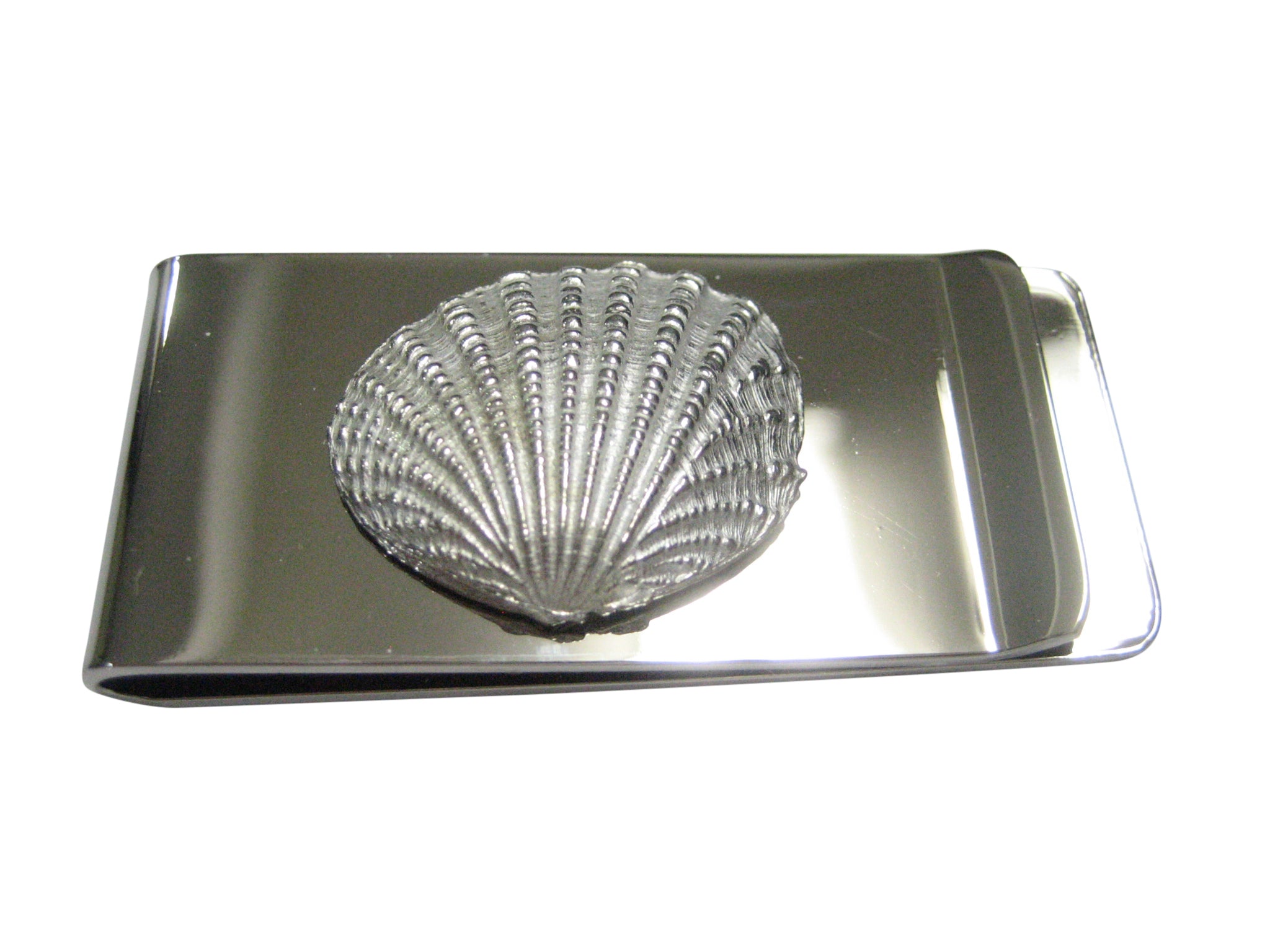 Silver Toned Detailed Light Sea Shell Money Clip