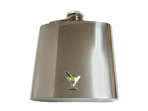 Silver Toned Detailed Martini Glass 6 Oz. Stainless Steel Flask