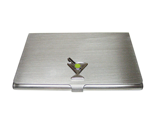 Silver Toned Martini Glass Business Card Holder