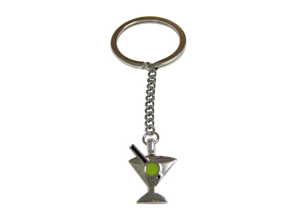 Silver Toned Detailed Martini Glass Keychain