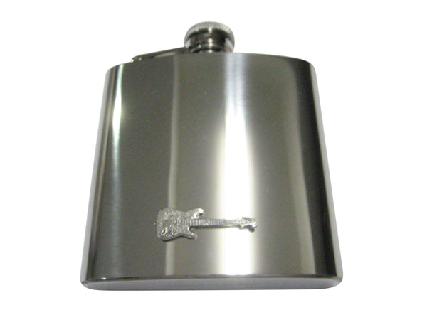 Silver Toned Detailed Musical Guitar 6oz Flask