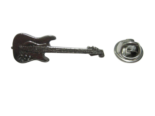 Silver Toned Detailed Musical Guitar Lapel Pin