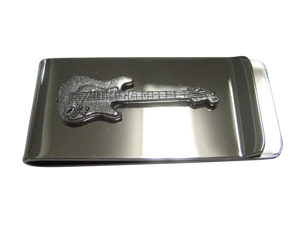 Silver Toned Detailed Musical Guitar Money Clip