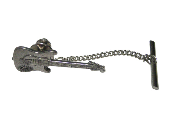 Silver Toned Detailed Musical Guitar Tie Tack